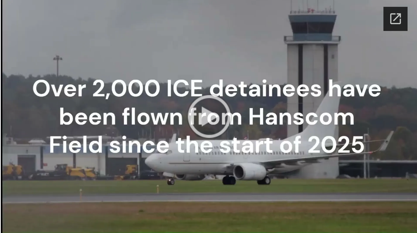 video of ICE deportation plane at Hanscom