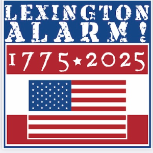 Lexington Alarm Logo 1775-2025 with American Flag
